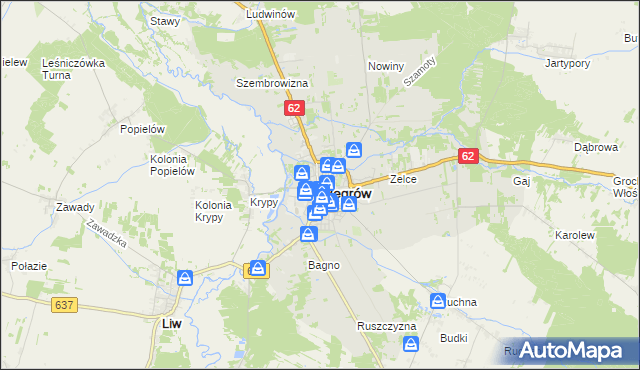 mapa Węgrów, Węgrów na mapie Targeo