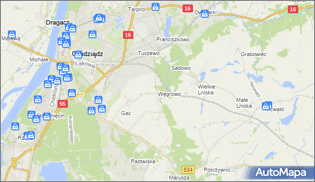 mapa Węgrowo, Węgrowo na mapie Targeo