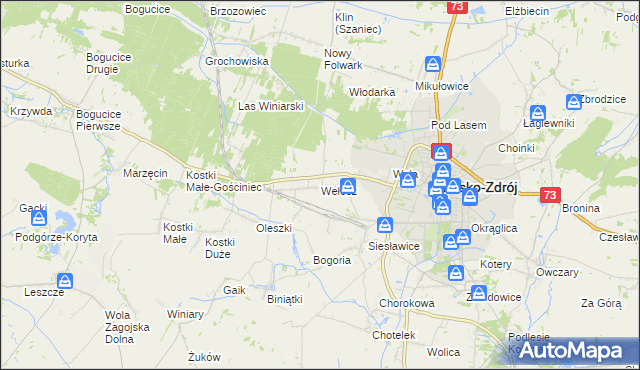 mapa Wełecz, Wełecz na mapie Targeo