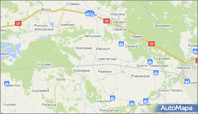 mapa Wernerowo, Wernerowo na mapie Targeo