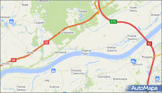mapa Wiąskie Piaski, Wiąskie Piaski na mapie Targeo