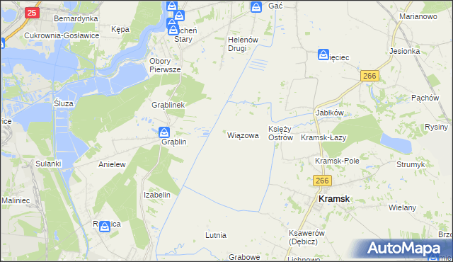 mapa Wiązowa gmina Kramsk, Wiązowa gmina Kramsk na mapie Targeo