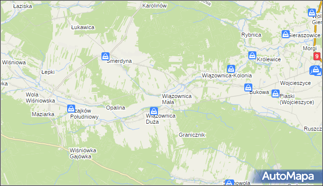 mapa Wiązownica Mała, Wiązownica Mała na mapie Targeo