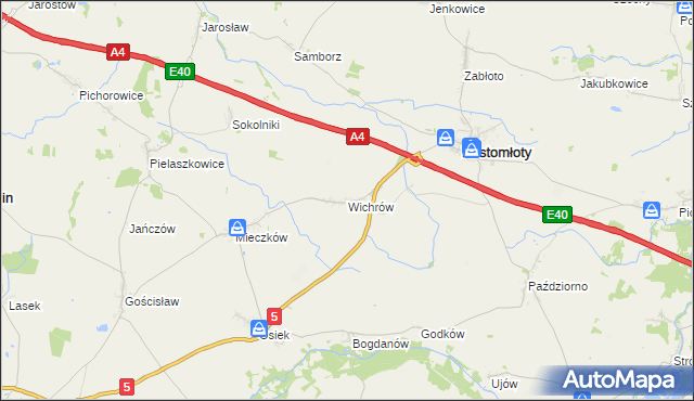 mapa Wichrów gmina Kostomłoty, Wichrów gmina Kostomłoty na mapie Targeo