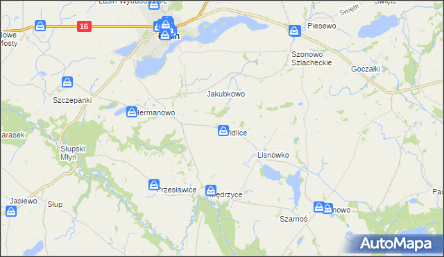 mapa Widlice gmina Świecie nad Osą, Widlice gmina Świecie nad Osą na mapie Targeo