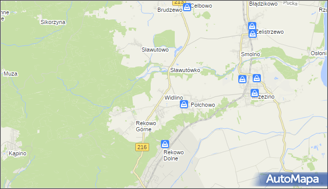 mapa Widlino gmina Puck, Widlino gmina Puck na mapie Targeo
