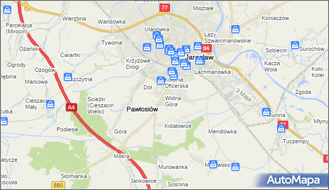 mapa Widna Góra, Widna Góra na mapie Targeo