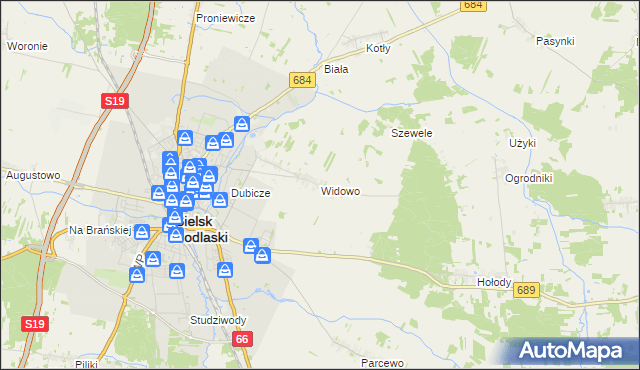 mapa Widowo, Widowo na mapie Targeo