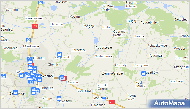 mapa Widuchowa gmina Busko-Zdrój, Widuchowa gmina Busko-Zdrój na mapie Targeo