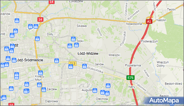 mapa Widzew, Widzew na mapie Targeo
