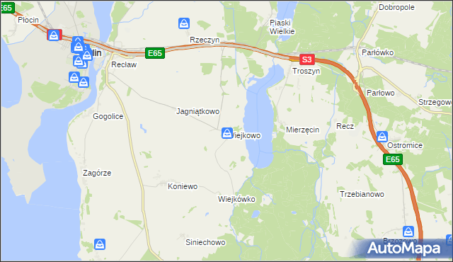 mapa Wiejkowo, Wiejkowo na mapie Targeo