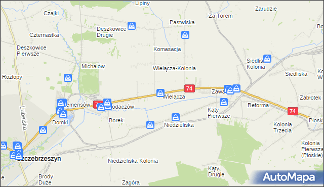 mapa Wielącza, Wielącza na mapie Targeo