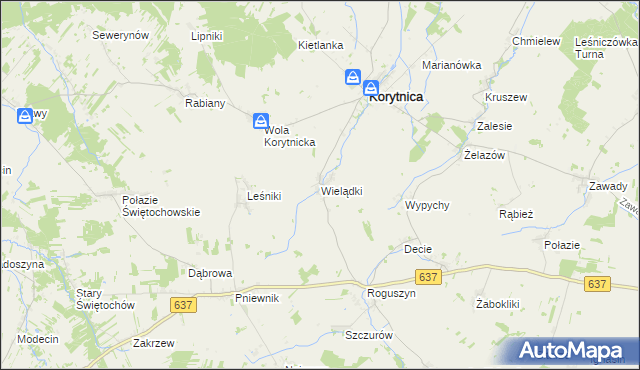 mapa Wielądki, Wielądki na mapie Targeo