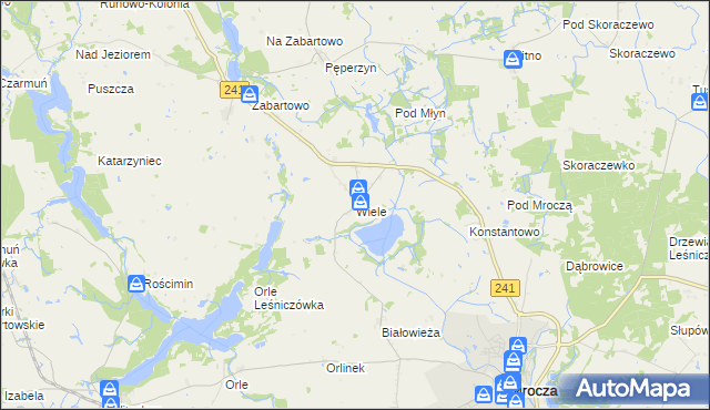 mapa Wiele gmina Mrocza, Wiele gmina Mrocza na mapie Targeo