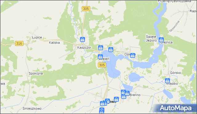 mapa Wieleń gmina Przemęt, Wieleń gmina Przemęt na mapie Targeo