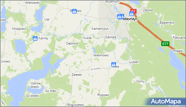 mapa Wielimowo, Wielimowo na mapie Targeo