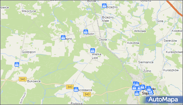 mapa Wielka Lipa, Wielka Lipa na mapie Targeo