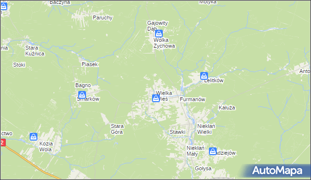 mapa Wielka Wieś gmina Stąporków, Wielka Wieś gmina Stąporków na mapie Targeo