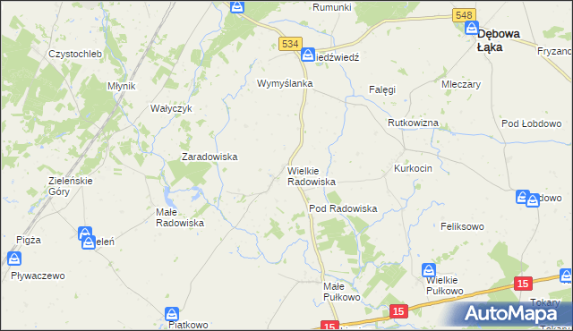 mapa Wielkie Radowiska, Wielkie Radowiska na mapie Targeo