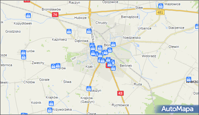 mapa Wieluń, Wieluń na mapie Targeo