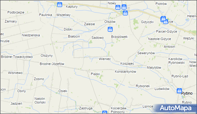 mapa Wieniec gmina Iłów, Wieniec gmina Iłów na mapie Targeo