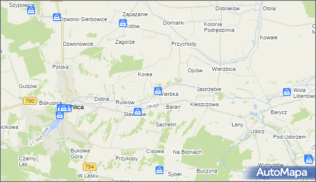 mapa Wierbka, Wierbka na mapie Targeo