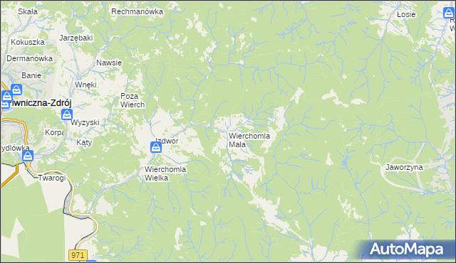 mapa Wierchomla Mała, Wierchomla Mała na mapie Targeo