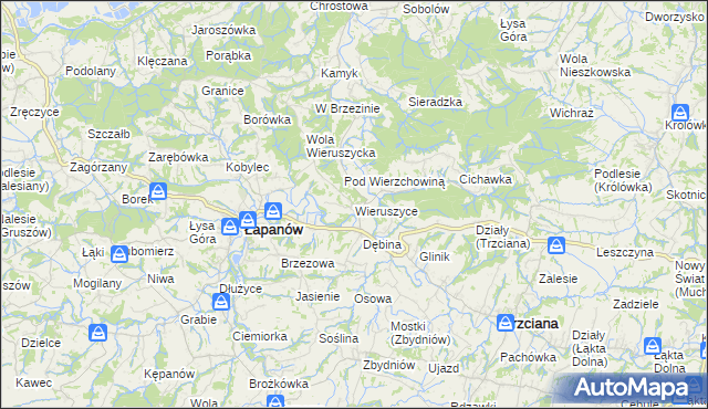 mapa Wieruszyce, Wieruszyce na mapie Targeo