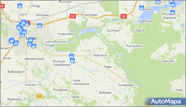 mapa Wierzbick, Wierzbick na mapie Targeo