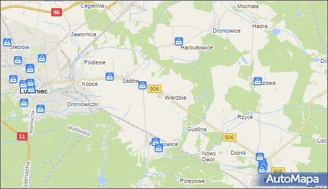 mapa Wierzbie gmina Koszęcin, Wierzbie gmina Koszęcin na mapie Targeo