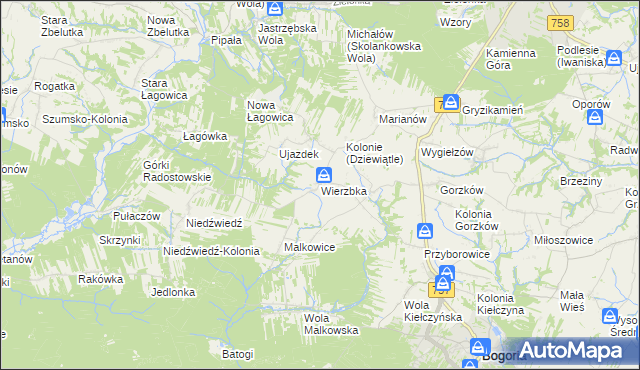 mapa Wierzbka, Wierzbka na mapie Targeo