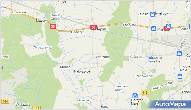 mapa Wierzbno gmina Odolanów, Wierzbno gmina Odolanów na mapie Targeo