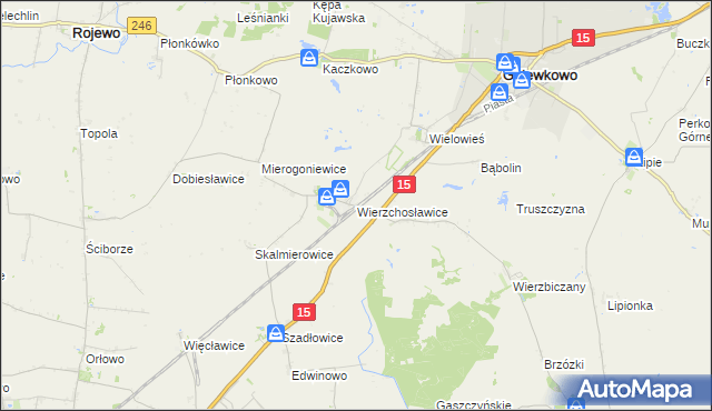 mapa Wierzchosławice gmina Gniewkowo, Wierzchosławice gmina Gniewkowo na mapie Targeo