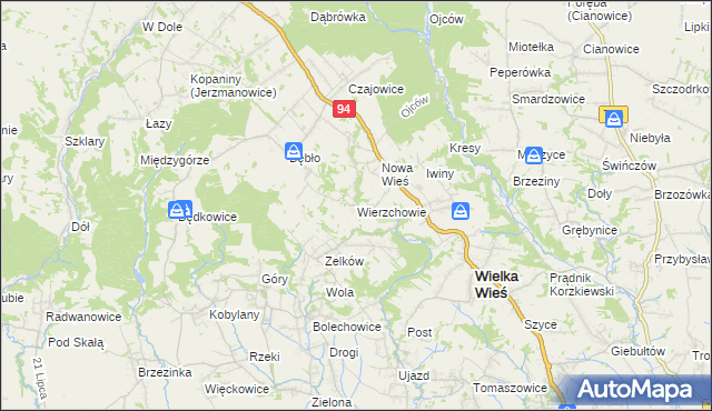 mapa Wierzchowie, Wierzchowie na mapie Targeo
