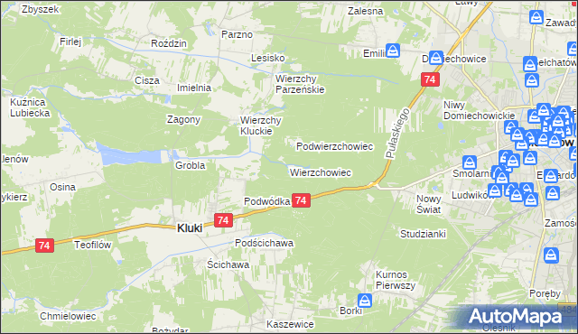 mapa Wierzchowiec, Wierzchowiec na mapie Targeo