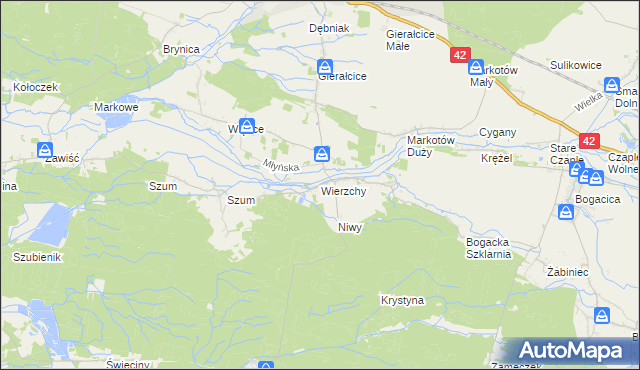 mapa Wierzchy gmina Wołczyn, Wierzchy gmina Wołczyn na mapie Targeo