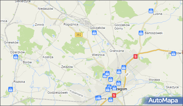 mapa Wieśnica, Wieśnica na mapie Targeo