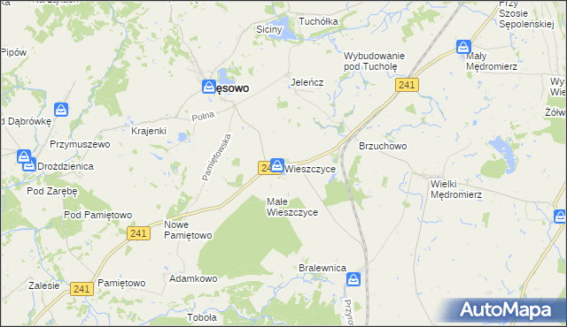 mapa Wieszczyce gmina Kęsowo, Wieszczyce gmina Kęsowo na mapie Targeo