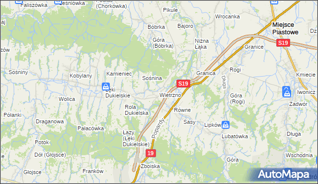 mapa Wietrzno gmina Dukla, Wietrzno gmina Dukla na mapie Targeo