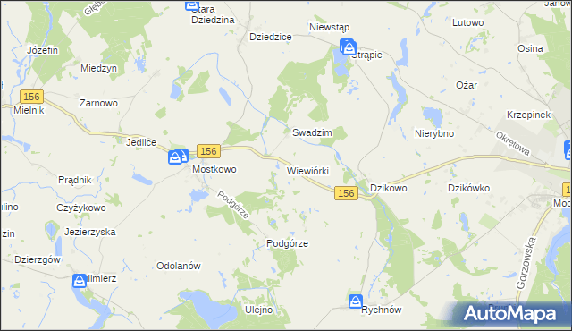 mapa Wiewiórki gmina Barlinek, Wiewiórki gmina Barlinek na mapie Targeo