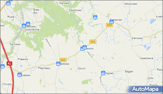 mapa Wiewiórki gmina Płużnica, Wiewiórki gmina Płużnica na mapie Targeo