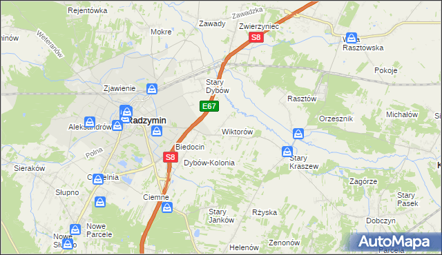 mapa Wiktorów gmina Radzymin, Wiktorów gmina Radzymin na mapie Targeo