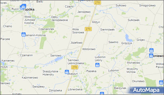 mapa Wiktorowo gmina Lubraniec, Wiktorowo gmina Lubraniec na mapie Targeo