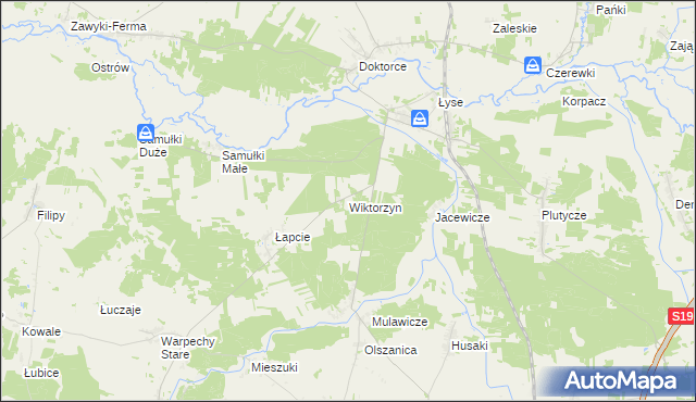 mapa Wiktorzyn gmina Wyszki, Wiktorzyn gmina Wyszki na mapie Targeo