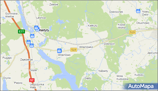 mapa Wilamówko, Wilamówko na mapie Targeo