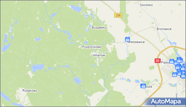 mapa Wilanów gmina Strzelce Krajeńskie, Wilanów gmina Strzelce Krajeńskie na mapie Targeo