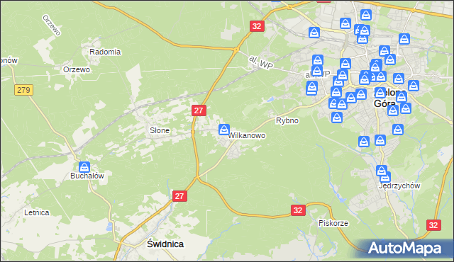 mapa Wilkanowo gmina Świdnica, Wilkanowo gmina Świdnica na mapie Targeo