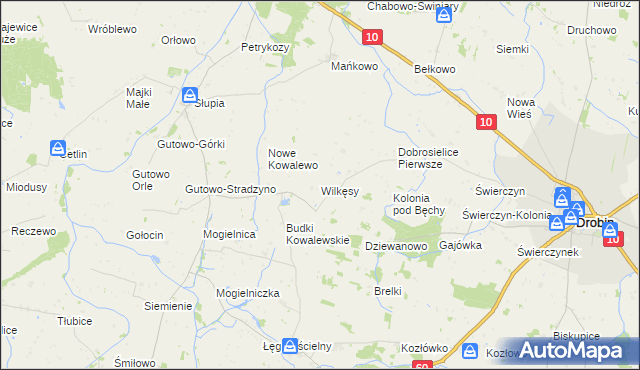 mapa Wilkęsy, Wilkęsy na mapie Targeo