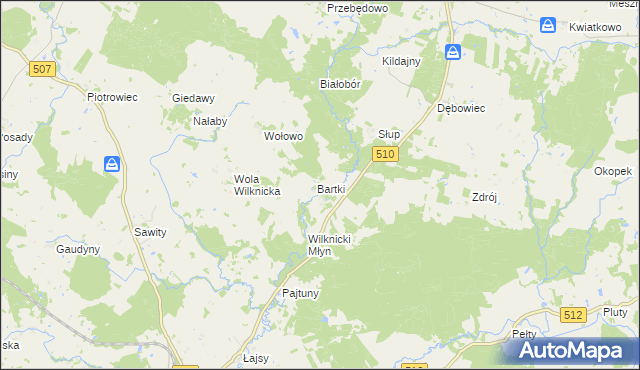 mapa Wilknity, Wilknity na mapie Targeo