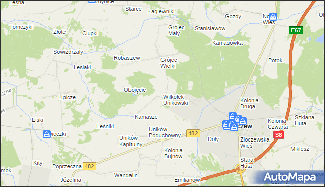 mapa Wilkołek Unikowski, Wilkołek Unikowski na mapie Targeo